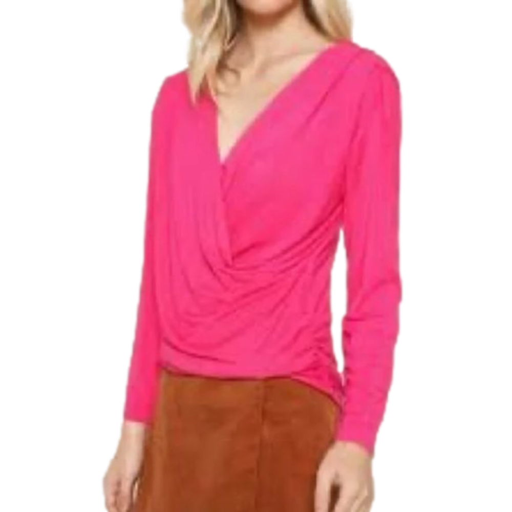 Anthropologie pink crossover top - Picture 2 of 6